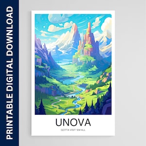 Unova Reise Poster, Weltraum Kunst, Kunstwerk, Geschenk, Poster, Druck, Wandkunst, Wohndekor, digitaler Download, druckbare Wandkunst