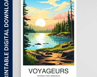 Voyageurs National Park Poster, Minnesota Print, Wall Art, Gift, Home Decor, Travel, Printable Wall Art, Digitale Download