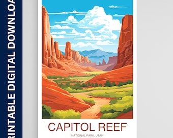 Capitol Reef National Park Poster, Utah Print, Wall Art, Gift, Home Decor, Travel, Printable Wall Art, Digital Download