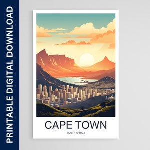 Cape Town Travel Poster, South Africa Art, Artwork, Gift, Poster, Print, Wall Art, Home Décor, Digital Download, Printable Wall Art