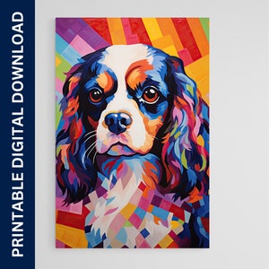King Charles Dog Poster, Spaniel Dog Art, Artwork, Gift, Poster, Print, Wall Art, Home Décor, Digital Download, Printable Wall Art
