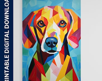 Cartel del perro Beagle, arte del perro Matisse, obra de arte, regalo, cartel, impresión, arte de la pared, decoración del hogar, descarga digital, arte de pared imprimible