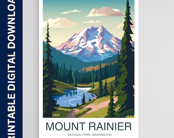 Mount Rainier Nationalpark Poster, Nationalpark Druck, Vintage Poster, Wandkunst, Dekoration, druckbare digitaler Download