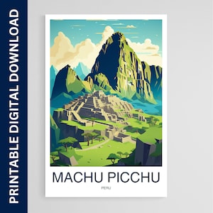 Machu Picchu Travel Poster, Peru Art, Artwork, Gift, Poster, Print, Wall Art, Home Décor, Digital Download, Printable Wall Art