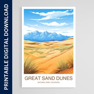 Sand Dunes National Park Poster, Colorado Druck, Wandkunst, Geschenk, Dekoration, Reise, druckbare Wandkunst, digitaler Download