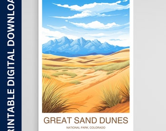 Sand Dunes National Park Poster, Colorado Druck, Wandkunst, Geschenk, Dekoration, Reise, druckbare Wandkunst, digitaler Download
