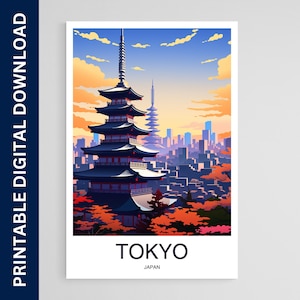 Tokyo Travel Poster, Japan Art, Artwork, Gift, Poster, Print, Wall Art, Home Décor, Digital Download, Printable Wall Art