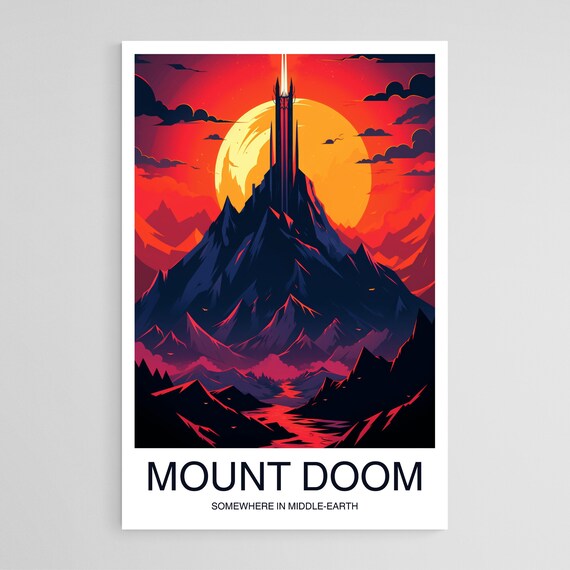 Mount Doom Travel Print, Wall Art Middle of Earth Wall Hanging