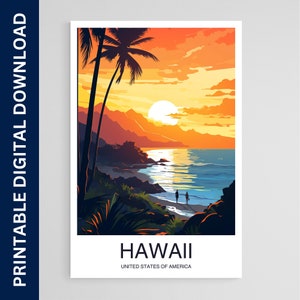 Hawaii Travel Poster, United States Art, Artwork, Gift, Poster, Print, Wall Art, Home Décor, Digital Download, Printable Wall Art