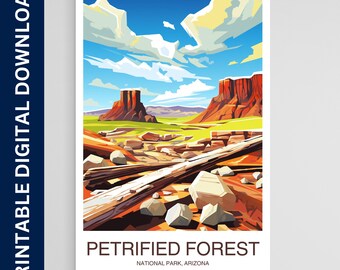 Affiche du parc de la forêt pétrifiée, impression de l'Arizona, art mural, cadeau, décoration d'intérieur, voyage, art mural imprimable, téléchargement numérique