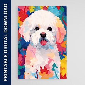 Bichon Frise Dog Poster, Dog Art, Artwork, Gift, Poster, Print, Wall Art, Home Décor, Digital Download, Printable Wall Art