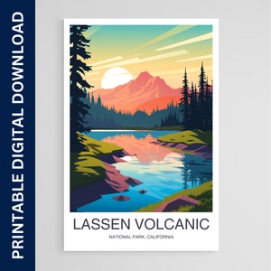 Lassen Volcanic National Park Poster, California Print, Wall Art, Gift, Home Decor, Travel, Printable Wall Art, Digital Download