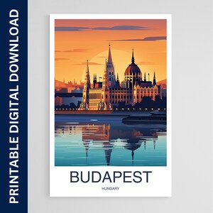 Budapest Travel Poster, Hungary Art, Artwork, Gift, Poster, Print, Wall Art, Home Décor, Digital Download, Printable Wall Art