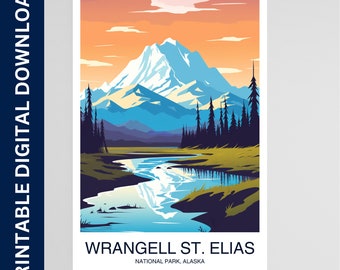 Wrangell St. Elias National Park Poster, Alaska Druck, Wandkunst, Geschenk, Dekoration, Reise, druckbare Wandkunst, digitaler Download