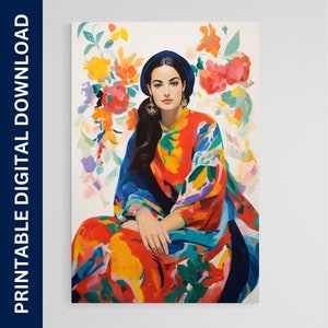 Persian Woman Art Poster, Matisse Style Painting, Art, Artwork, Gift, Print, Wall Art, Home Décor, Digital Download, Printable Wall Art