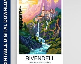 Rivendell Travel Print, Wall Art Middle of Earth Wall Hanging, Home Decoration, Rivendell Gift Wall Art, Printable Digital Download