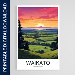 Waikato Travel Poster, New Zealand Art, Artwork, Gift, Poster, Print, Wall Art, Home Décor, Digital Download, Printable Wall Art