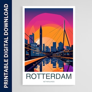 Rotterdam Travel Print, Wall Art Rotterdam Wall Hanging, Home Decoration, Rotterdam Gift, Rotterdam Wall Art, Printable Digital Download
