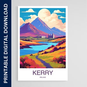 Kerry Travel Poster, Ireland Art, Artwork, Gift, Poster, Print, Wall Art, Home Décor, Digital Download, Printable Wall Art