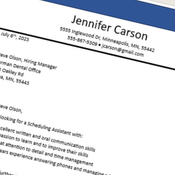 Sample Cover Letter Template