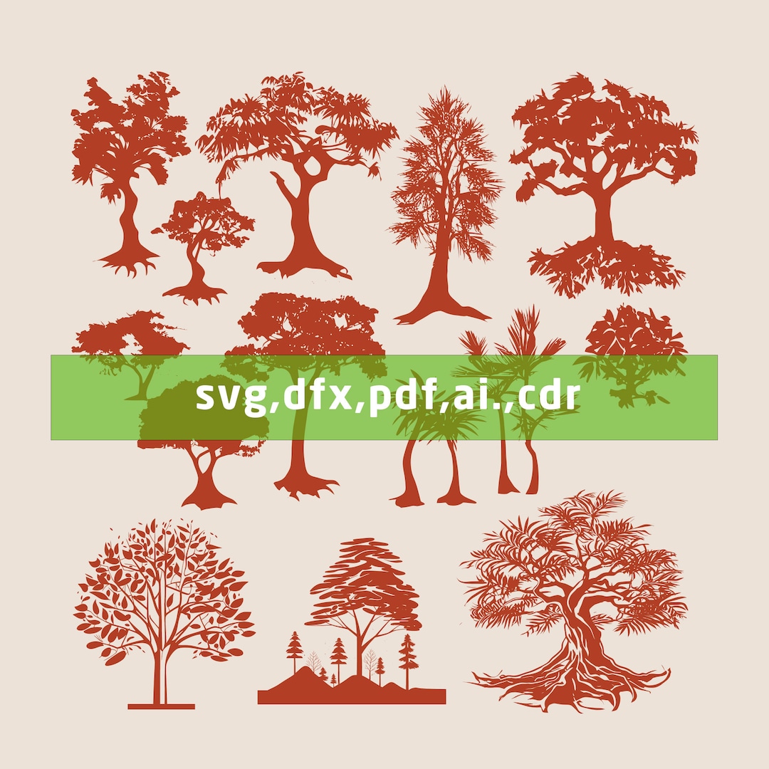 14 Free Trees Bundle SVG Tree Svg Trees Silhouette Tropical Trees Svg ...
