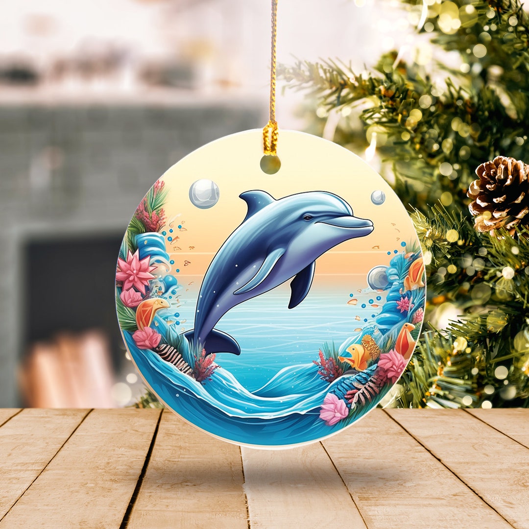 Personalized Christmas Dolphin Ceramic Ornament Custom - Etsy