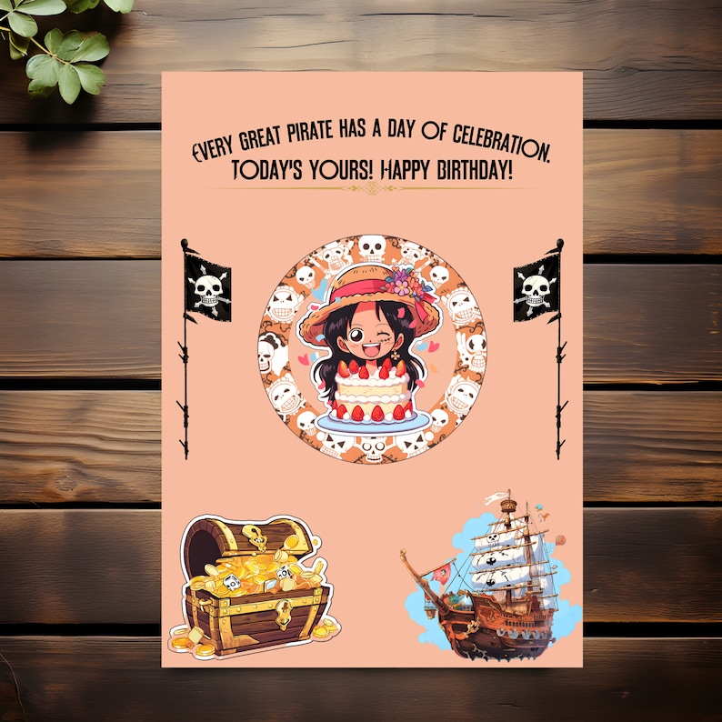 Printable Anime Birthday Card Digital Cardpirate Anime Card - Etsy