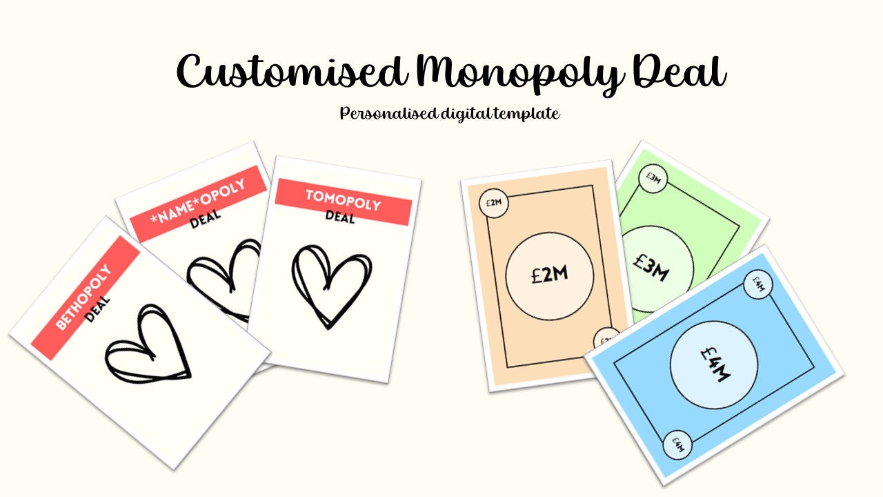 Custom Monopoly Deal Marital Deal Card Game editable Digital