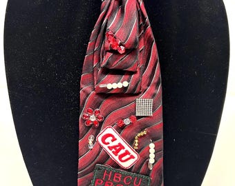 Corbata Clark de la Universidad de Atlanta, roja y negra, corbata de moda para mujer de las HBCU