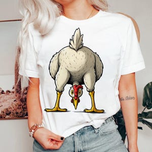 Funny Guess What? Chicken Butt! png, Humorous White Chicken Graphic, Comical Chicken Design