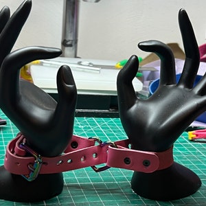 Pink leather bondage bracelet. Discreet leather restraint cuffs     Shipping included for domestic orders.