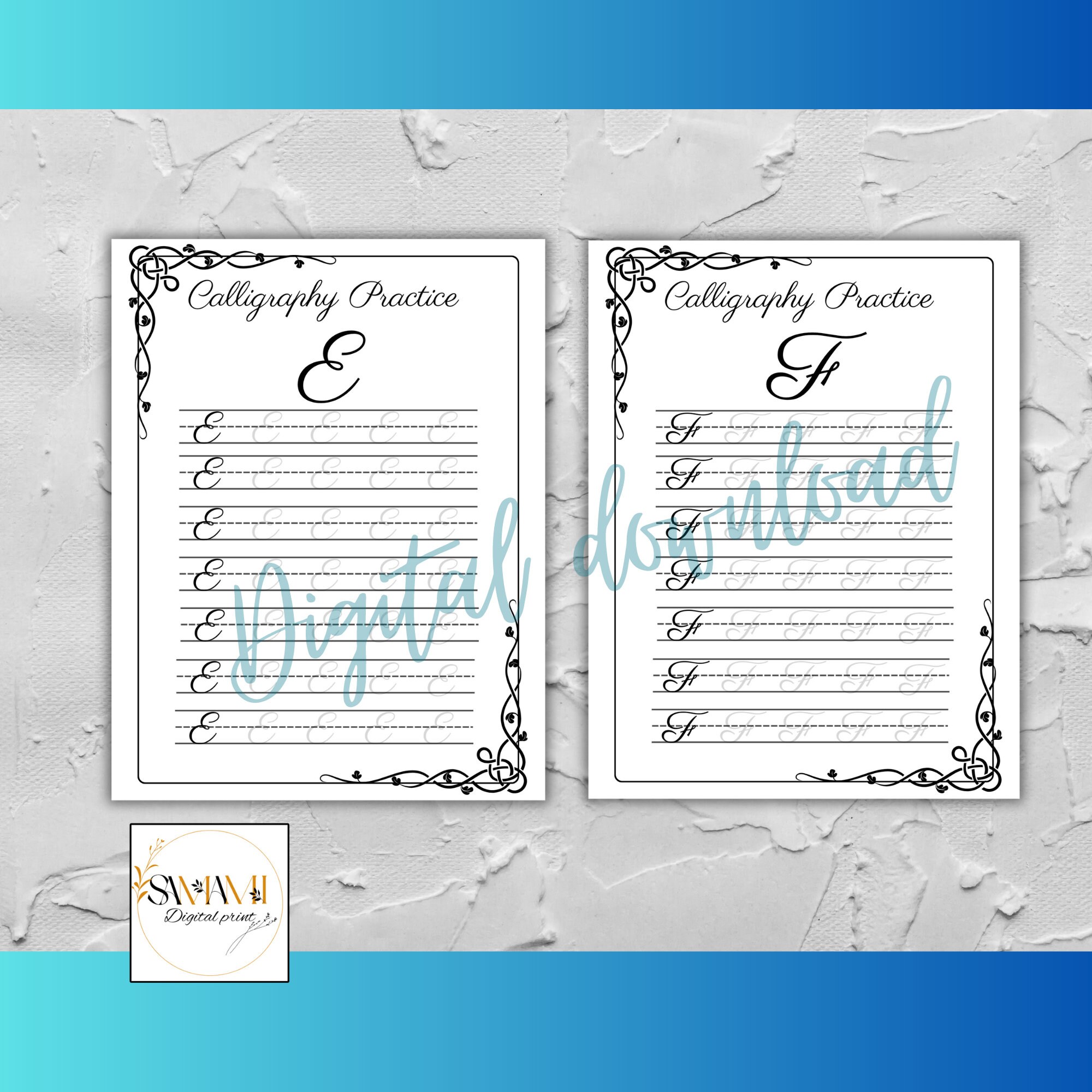 Calligraphy Practice Sheet Alphabet Modern Calligraphy Tracing - Etsy