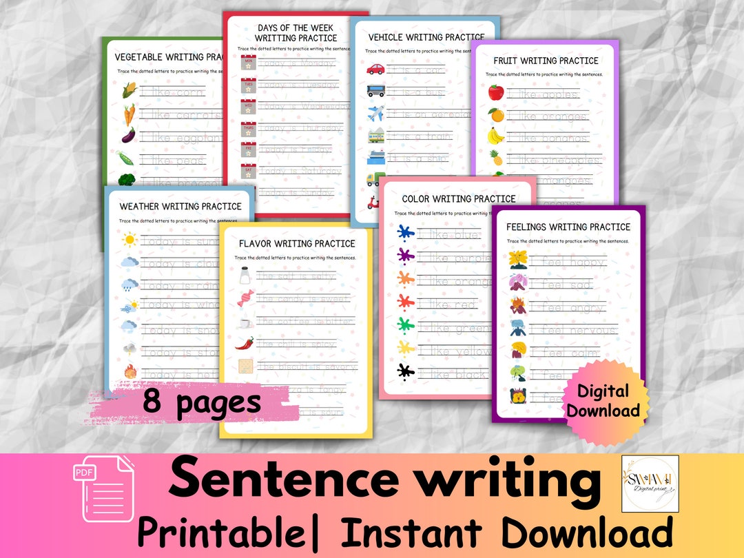 Sentence Writing Practice Worksheet Preschool Tracing Grade 1 Sentence ...
