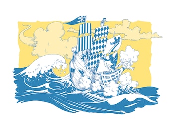 Signierte Piraten Illustration: Kunstdruck für Kinder