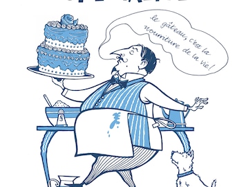 Chez Nous Druck: Kuchen Illustration, Cafe Art, signiert Giclee