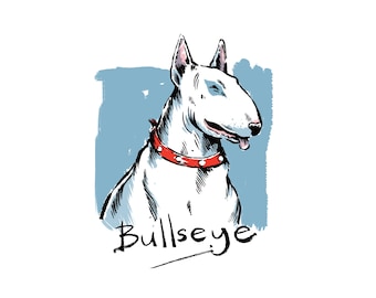 Bullseye Bullterrier Poster: Dickens Illustration, Hundewandkunst