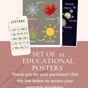 conjunto de 12 carteles educativos