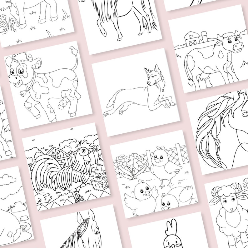 Farm Animals Coloring Book Printable Coloring Pages Kids - Etsy