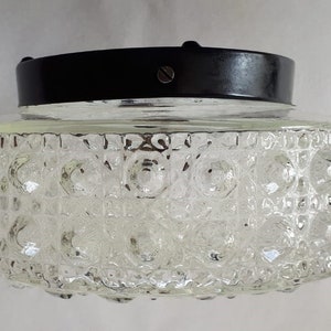 Vintage ceiling / wall light round embossed glass 1950s 1960s 1970s