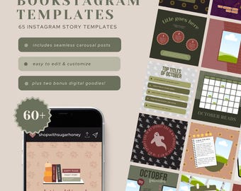 Plantillas Canva para Bookstagram de otoño: Publicaciones de Instagram con temática de libros (digitales)
