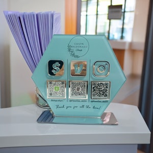 カスタムソーシャルメディアと決済QRコードサイン | 美容サロン、PayPal、Venmo、Instagram