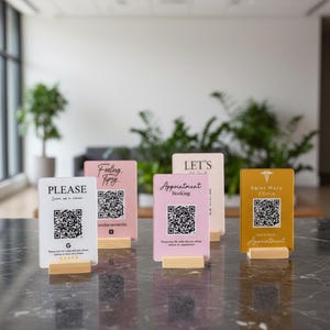 Niestandardowy akrylowy kod QR na szyld firmowy | Media społecznościowe, płatności, mt3