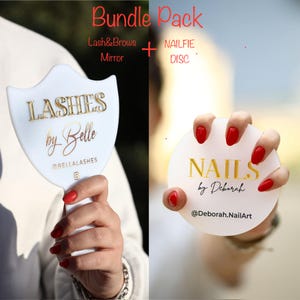 CUSTOM Acrylic Nailfie Disc | Personalized Eyelash Technician Prop | Lash Mirror - Lash Prop BUNDLE Pack