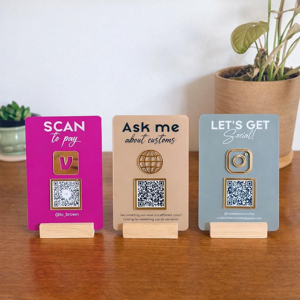 Custom Acrylic QR Code Business Sign | Social Media, Payment, Mt2 - Etsy
