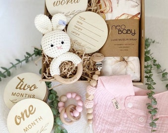 Neobaby Hamper - Baby Gift Box - Baby Girl Gender Neutral - Welcome Newborn Birth Announcement - Fairyfloss