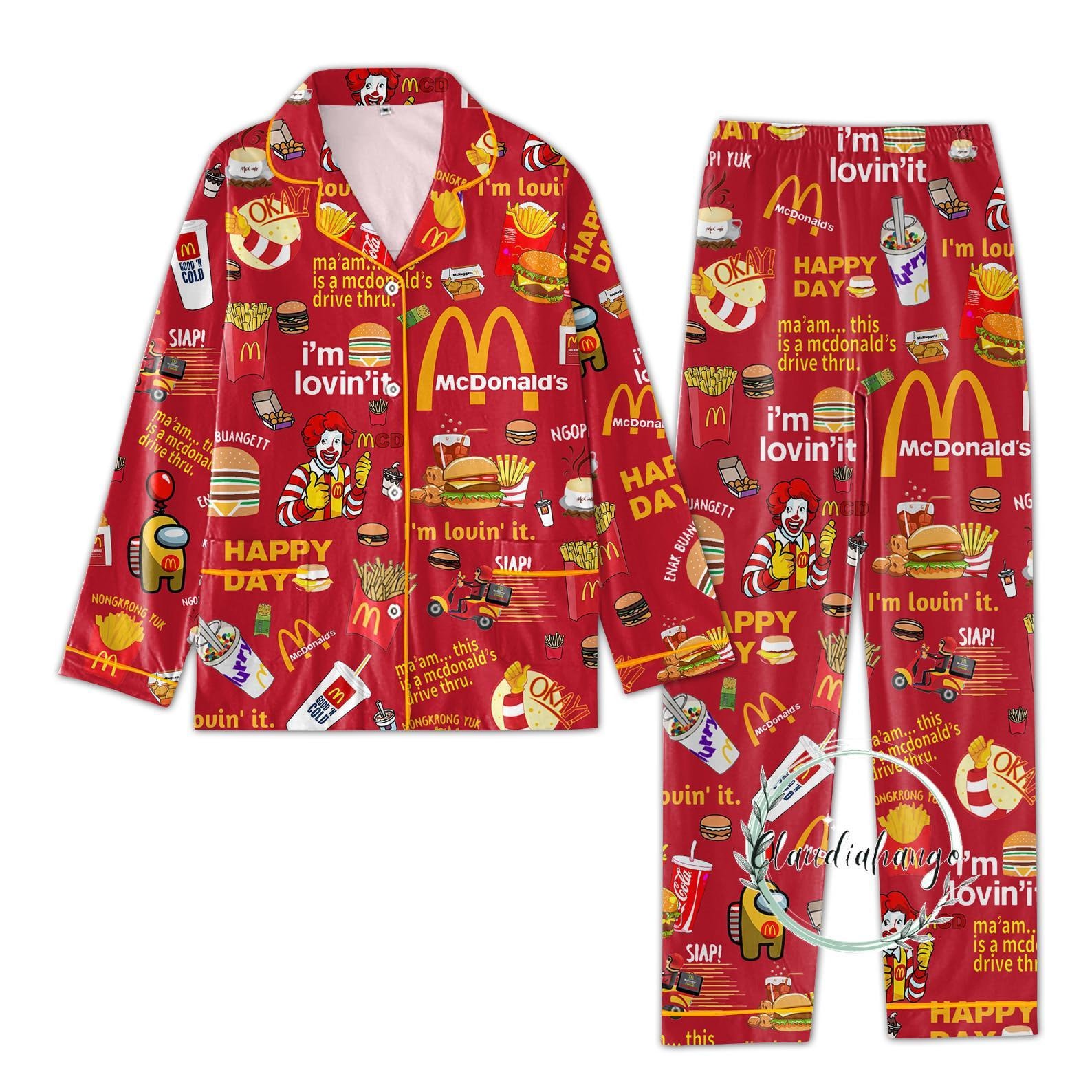 Mcdonald's Pajamas Mc Donald Pyjamas Mcdonald Long - Etsy
