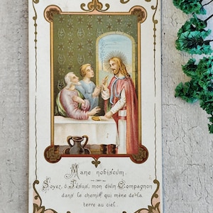 1910s Image pieuse communion ancien français, carte religieuse catholique, Souvenir communion, prière, carte missel, collection