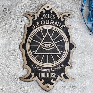 Old metal advertising plate for cycles provided