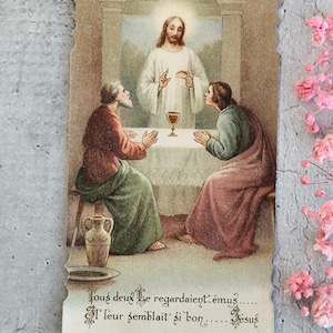 1910s Image pieuse communion ancien français, carte religieuse catholique, Souvenir communion, prière, carte missel, collection