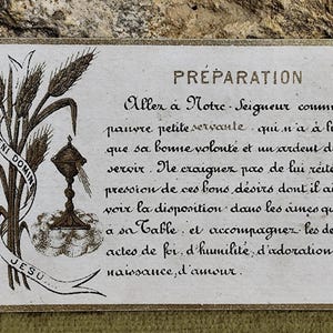1910s Image pieuse action de grâce ancien français, carte religieuse catholique, Souvenir communion, prière, carte missel, collection